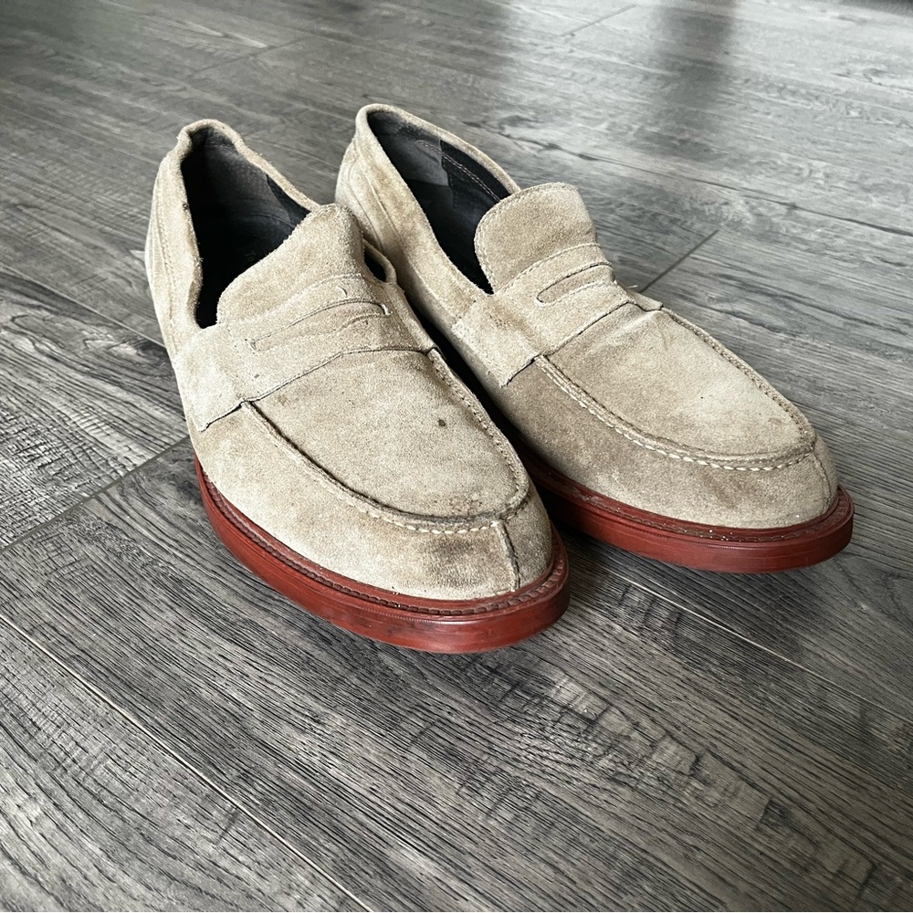To Boot New York Adam Derrick Vera Gomma Tan Suede Red Slip On Loafers